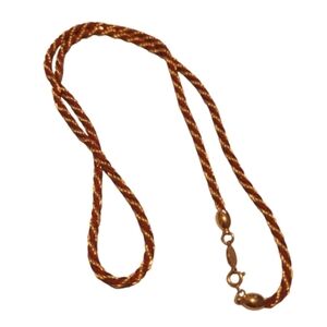 Vintage Signed Napier Gold Tone And Red Twist Rope Chain Necklace